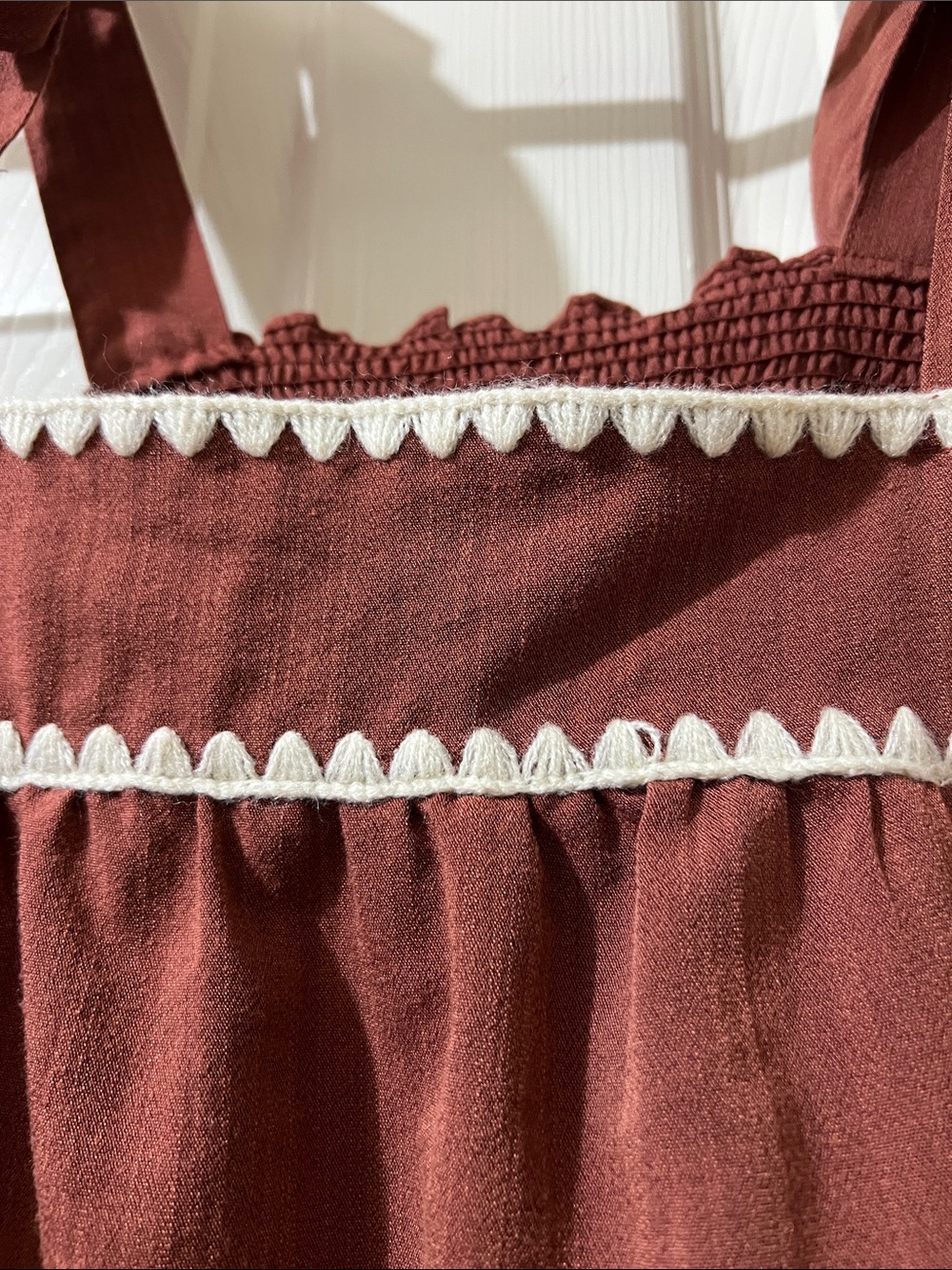 Rust/Burnt Orange Tie-Strap Tank with White Trim - Picture 3 of 6